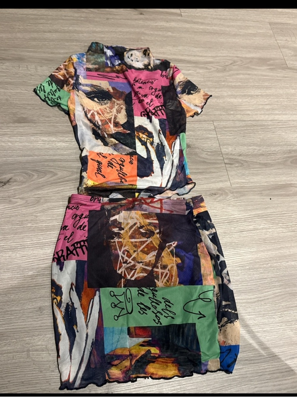 Colorblock Abstract Print Two-Piece Set - Multicolor